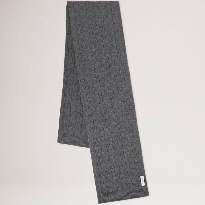 Mulberry Softie Chain Cable Knit Scarf in charcoal gray wool with cable knit pattern, Model VS4760969C110.