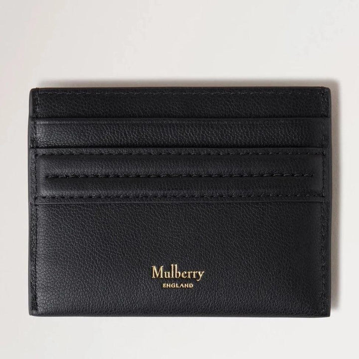 Mulberry Tree Credit Card Slip Black showcases an elegant black leather credit card holder with visible card pockets. Model RL7895587A100.