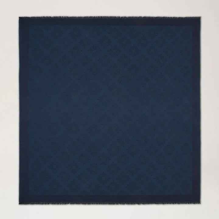 Mulberry Tree Square Night Sky Cotton Silk Blend scarf in dark blue with discreet pattern, Model VS4639709U888