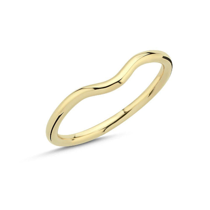 Nuran 14kt Combine Ring shows a simple, wavy gold ring in a polished finish. Model a4165-a4165-001-1