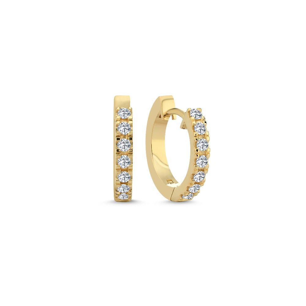 Nuran 14kt diamond creoles 0.28ct WSI 14mm appear as elegant gold rings with set diamonds. Model o1988-028-rg-1
