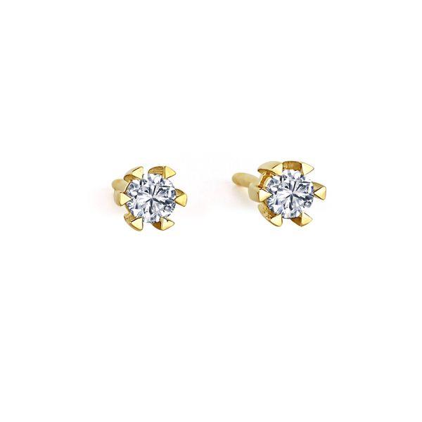 Nuran 14kt Star earrings in gold with clear stone, elegant and simple detail. Model o1964-006rg-1
