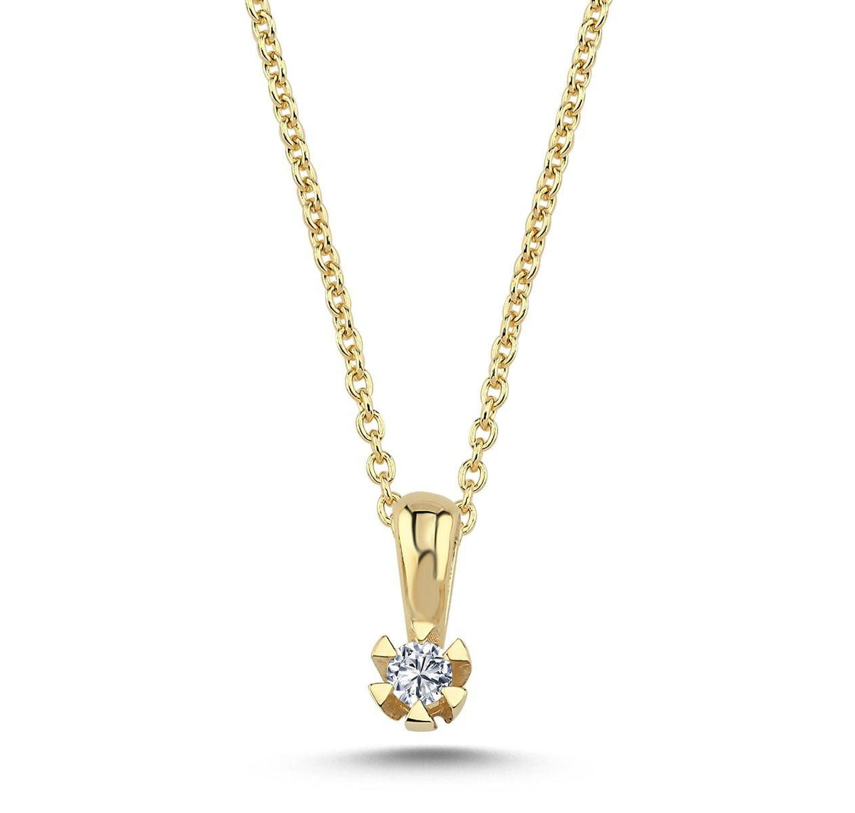 Nuran 14kt Star Pendant 0.05ct W/SI beautiful yellow gold pendant with brilliant single chain. Model V1964-005-PATZRG-1