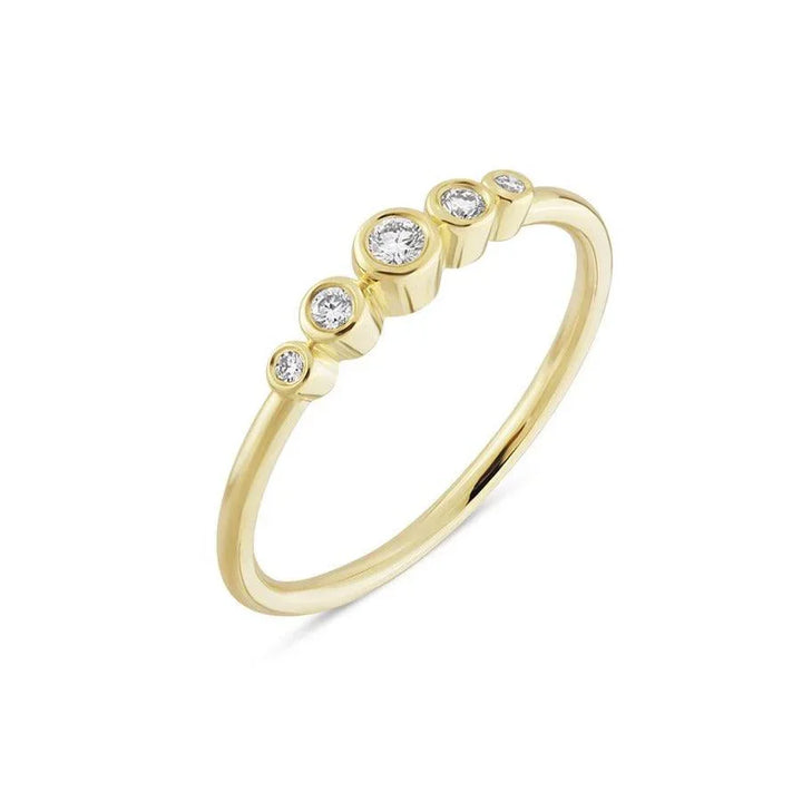 nuran-14kt tube ring with diamonds in yellow gold, elegant design with five brilliants, Model R1061-010-001