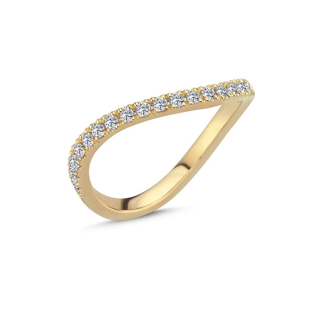 nuran 14kt valentina ring 0.25ct wsi shows elegant ring in gold with curved design and pavé-set diamonds. Model a2460-025-rg-001