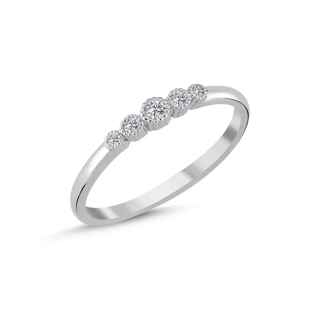 Nuran Athene 14kt white gold ring with diamonds, elegant design with five small diamonds. Model A2564-008HG-001