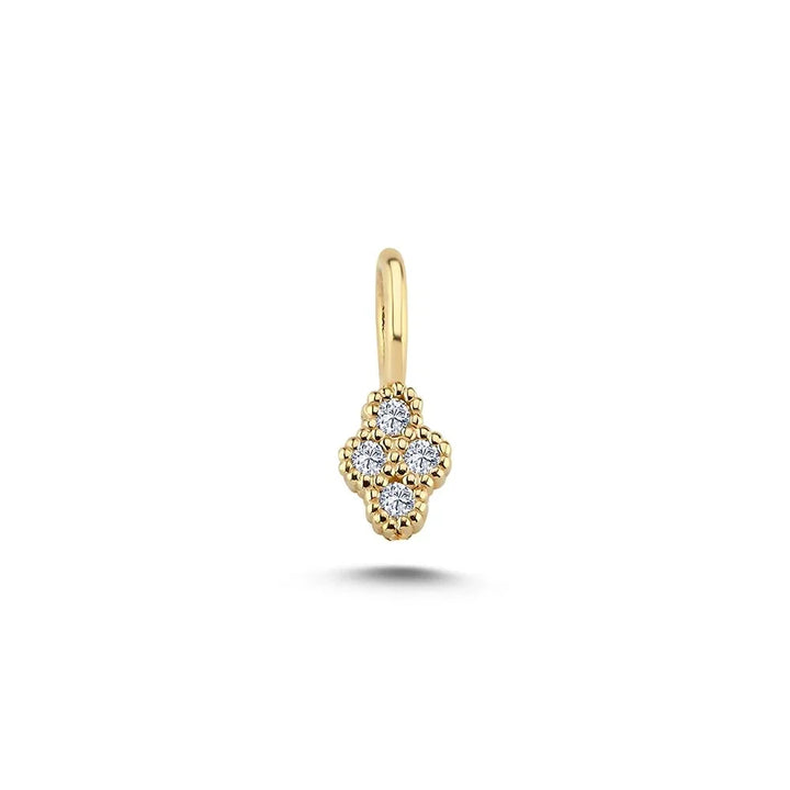 Nuran Athene 14kt Pendant 0.04ct W/SI shows a small elegant gold pendant with four sparkling diamonds. Model V2560-004RG-1