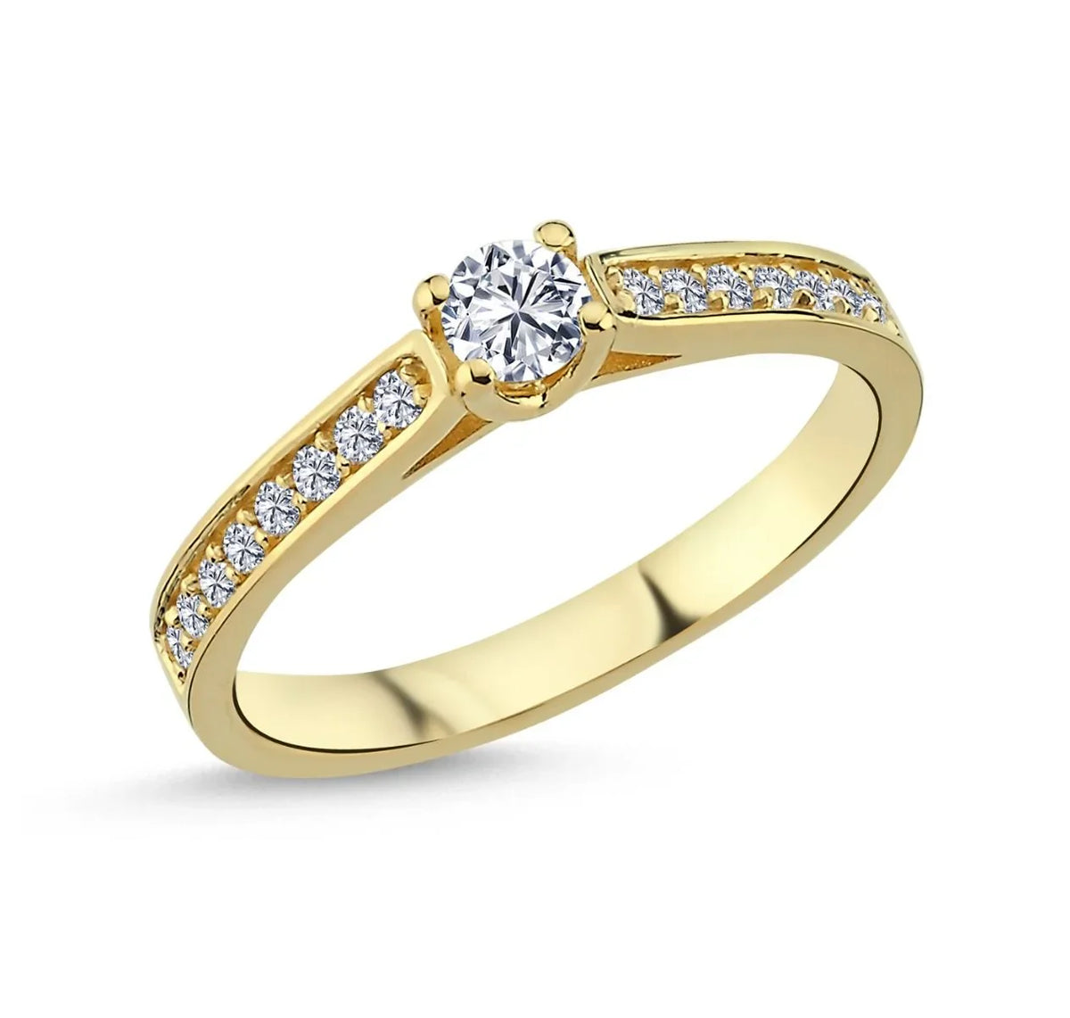 Nuran Bella Ring in 14kt gold with 0.33ct, detailed model with center diamond and small diamonds on the rail. Model L1965-033RG-001
