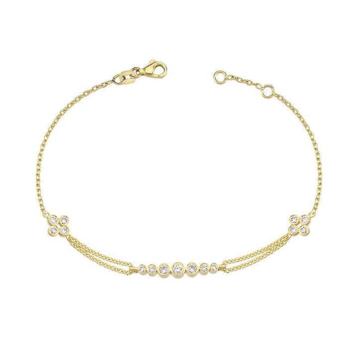 Nuran Olivia bracelet with diamonds in gold, elegant chain and central stones, Model B2300-020
