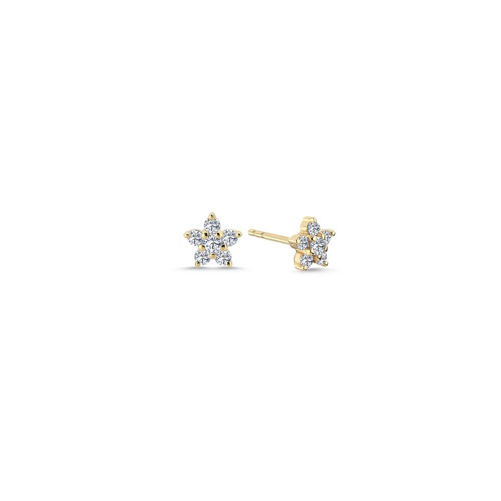 Nuran Stella 14kt Gold Star Studs 0.42ct W/SI shows a set of star studs in gold with sparkling diamonds, Model o2441-042rg-1.