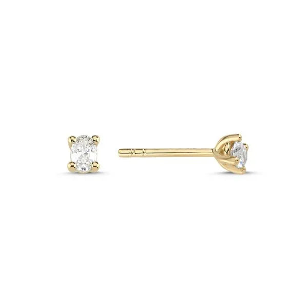 NURAN THE ONE OVAL DIAMOND EARRINGS 14 carat gold with two oval diamonds, Model O1962-026RG