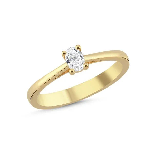 Nuran The One Oval Ring 14 carat gold with 0.23ct W/SI diamond on single gold ring, Model l1962-023rg-001-1