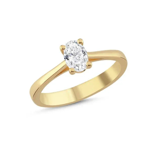 Nuran The One Oval Ring 14 carat gold with 0.50ct W/SI diamond, elegant gold ring with oval brilliant. Model l1962-050rg-001