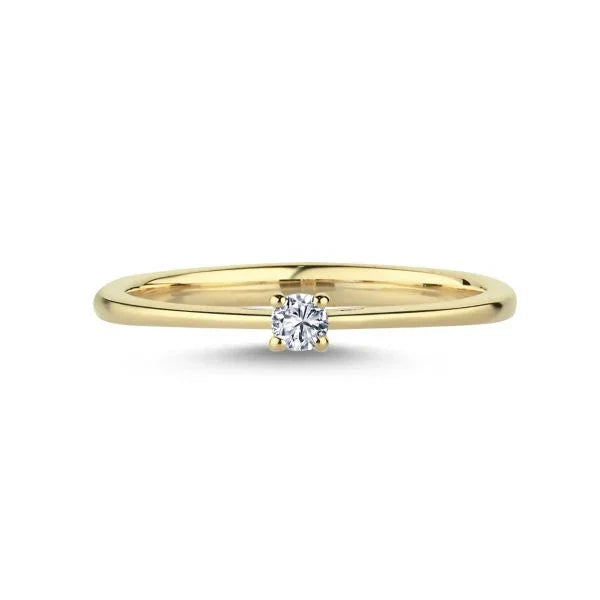 NURAN The One Ring 14 carat gold with 0.07ct W/SI diamond, elegant solitaire ring in bright gold. Model L1961-007RG-001