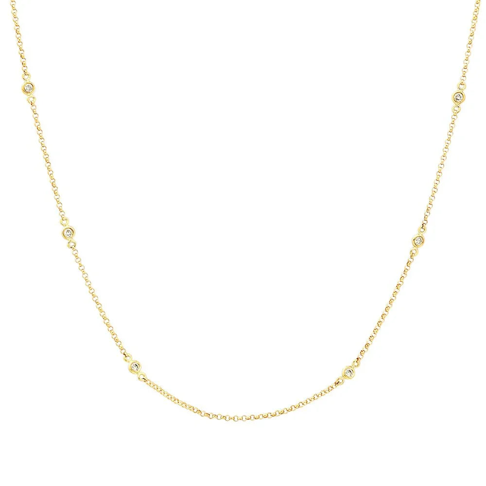 Nuran Zoe 14kt diamond necklace, elegant gold chain with small clear diamonds, Model V1002-0175-RG