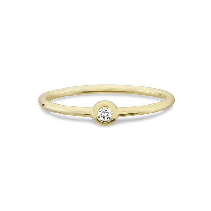 Nuran Zoe 14k gold ring with single center diamond, elegant and simple style. Model R2314-003RG-001