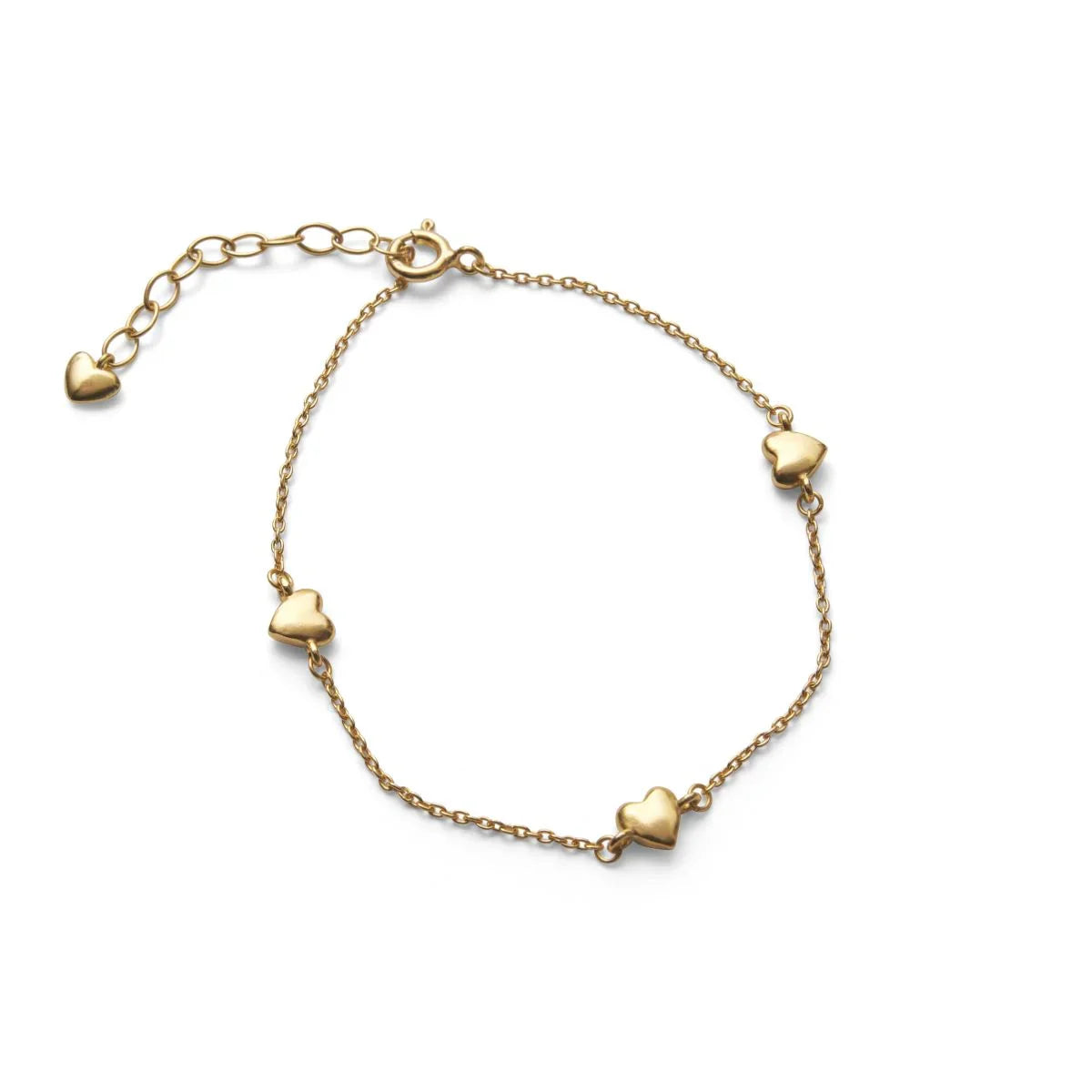 Pernille Corydon Adore bracelet in gold-plated silver with small hearts, elegant chain. Model B-508-GP.