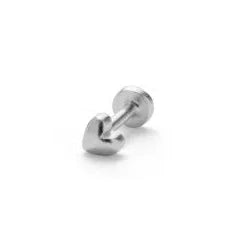 Pernille Corydon Adore Helix Piercing in silver, shown as a small heart-shaped piece of jewelry in a simple style. Model 833-S-1