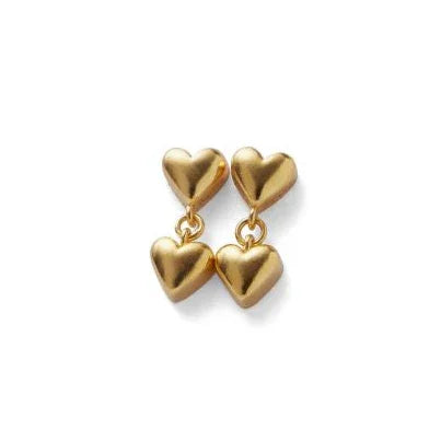 Pernille Corydon Adore Earrings in gold-plated silver with two linked hearts in a glossy finish. Model E-508-GP-1