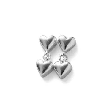 Pernille Corydon Adore Earrings in Silver showcases a set of elegant, shiny heart-shaped silver earrings. Model E-508-s.