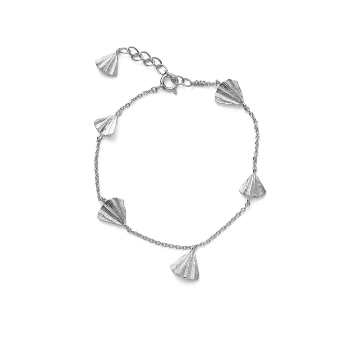 Pernille Corydon Autumn Leaf Bracelet in silver with fine leaf pendants, elegant chain. Model B-497-S