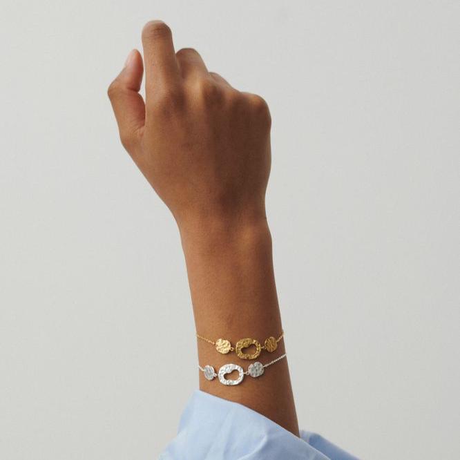 Pernille Corydon Cloud Silver Bracelet appears on wrist, elegant design in silver. Model B-566-S.