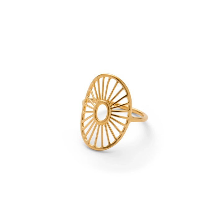 Pernille Corydon Daylight Signature Open Sunburst Design Gold Plated Ring, Model R-572-GP-001