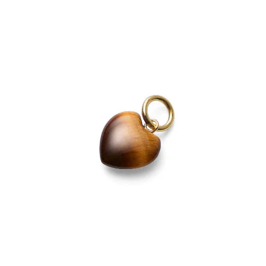 Pernille Corydon Earth Love pendant in gold-plated, heart-shaped brown stone with golden ring. Model 966-GP-1.