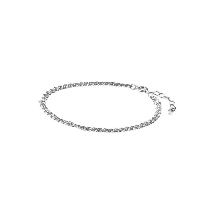 Pernille Corydon Ellie silver bracelet shown on white background with adjustable chain. Model B-726-S.