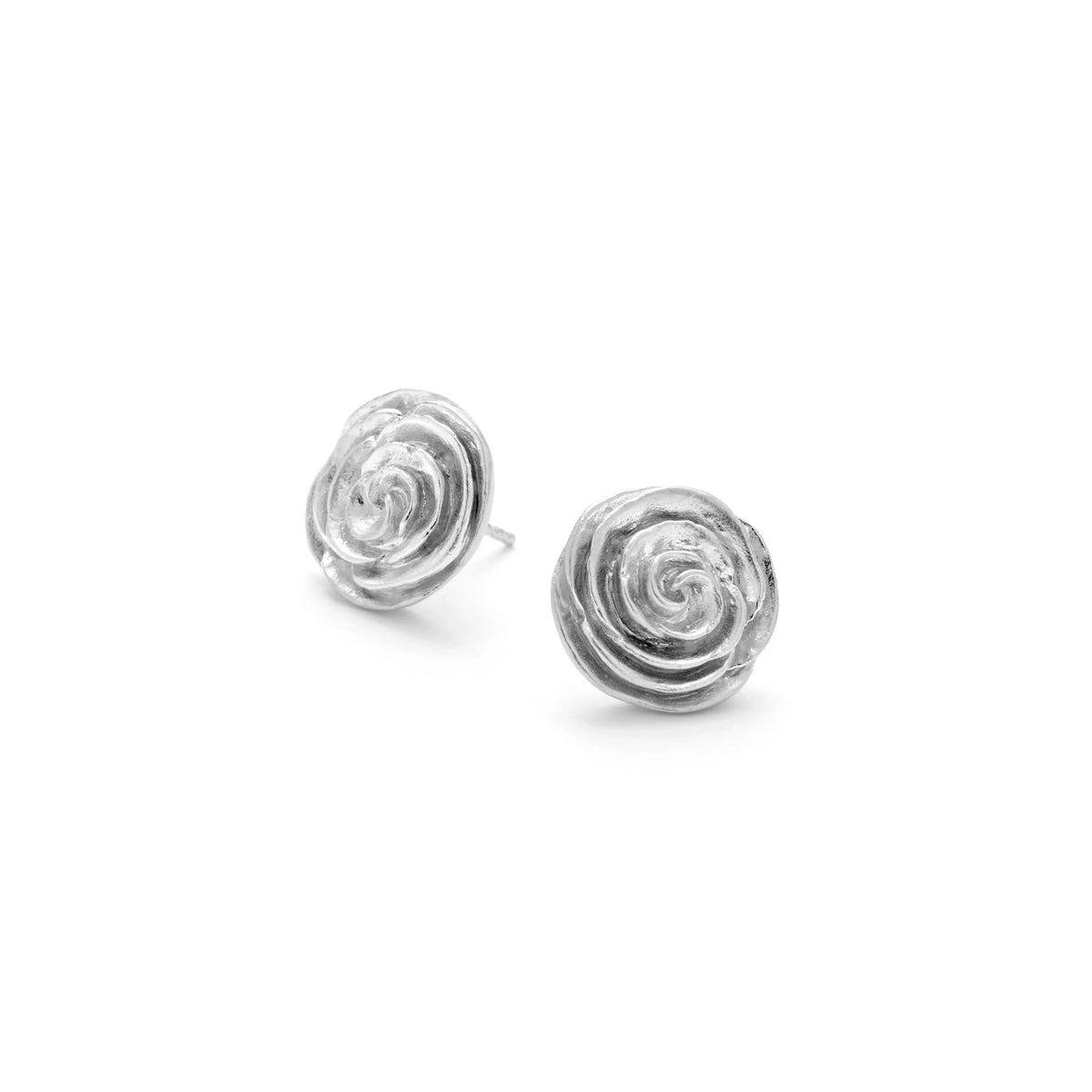 Pernille Corydon Large Rose Earrings in silver, detailed rose-shaped design, Model E-537-S