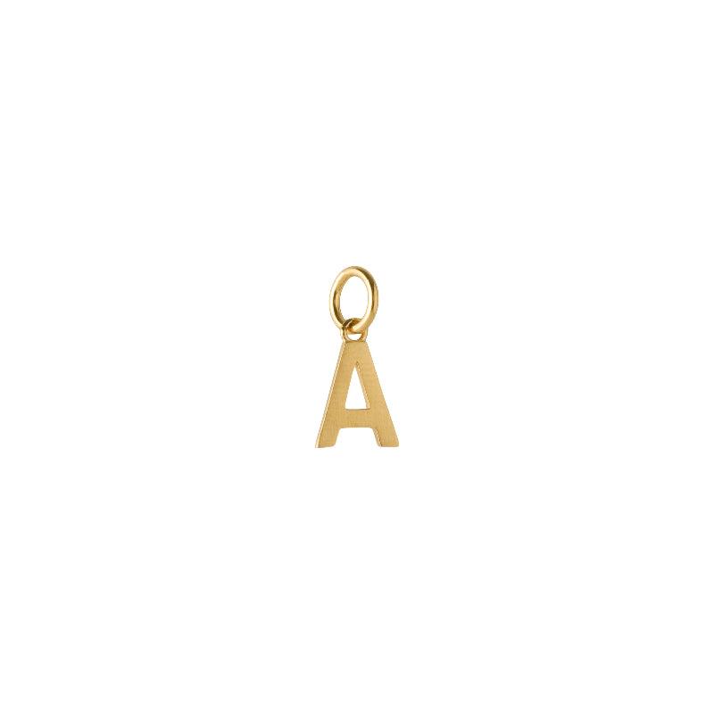 Pernille Corydon Love Letter gold plated letter pendant A in golden metal, elegant and simple. Model 960-GP-001-1