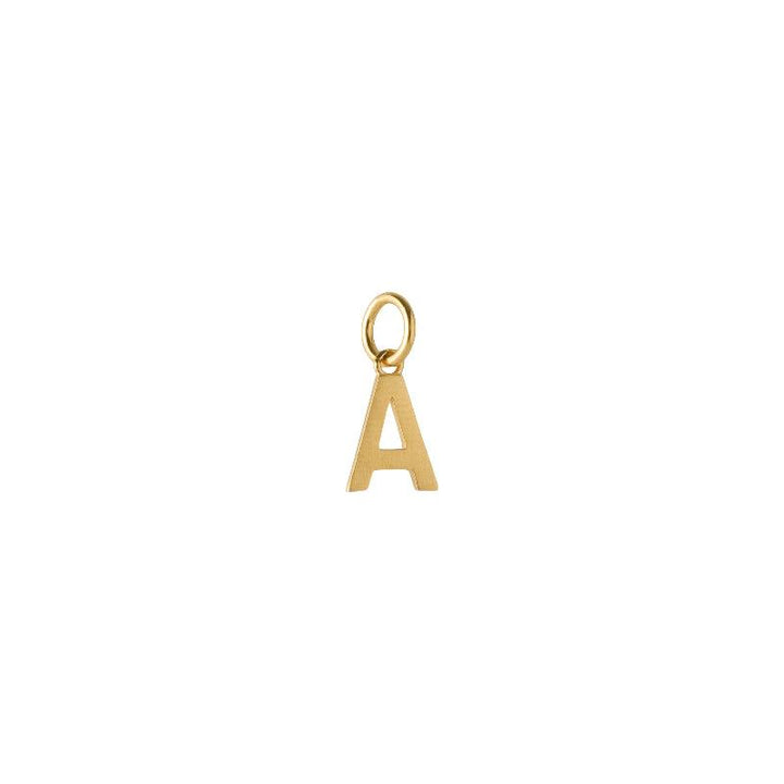 Pernille Corydon Love Letter gold plated letter pendant A in golden metal, elegant and simple. Model 960-GP-001-1