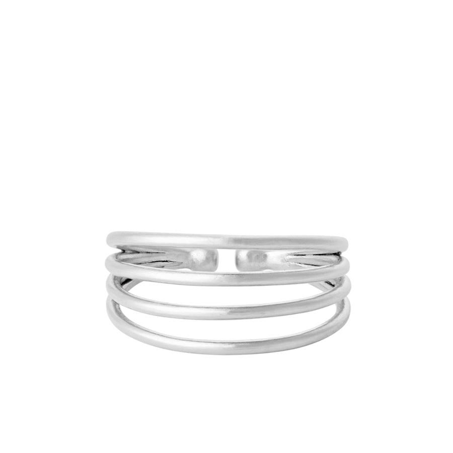 Pernille Corydon Midnight Sun silver ring with minimalist design and three bands. Model R-668-S-001.