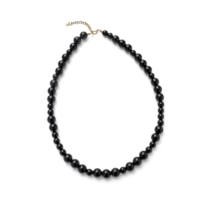 Pernille Corydon Night Sky Necklace Onyx with black pearls and gold-colored clasp, Model N-324-GP-1.