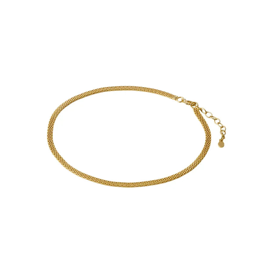 Pernille Corydon Nora Gold-plated ankle chain with mesh structure and adjustable chain. Model A-722-GP-1