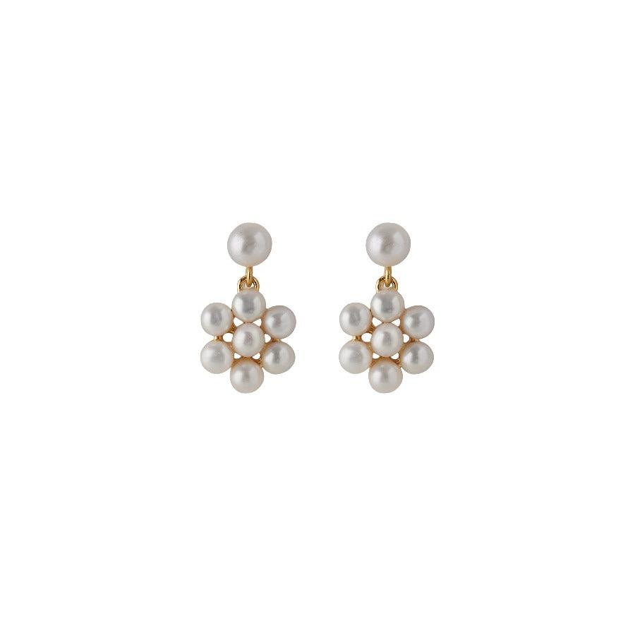 Pernille Corydon Ocean Bloom Earrings in gold-plated silver with pearl-like details, Model E-444-GP