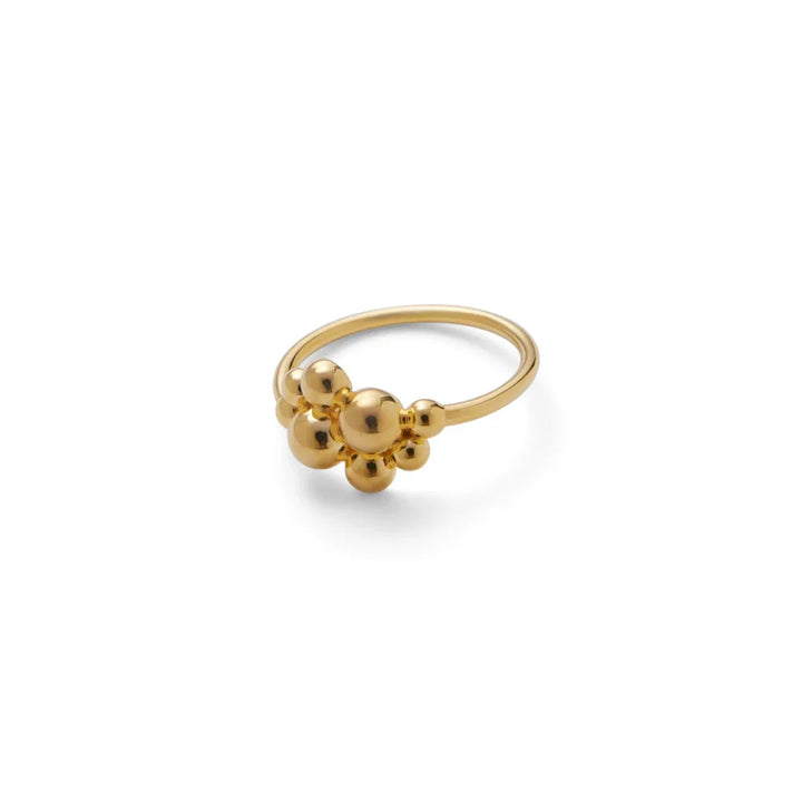 Pernille Corydon Pebble Ring in gold-plated silver with smooth golden balls, Model R-460-GP-001