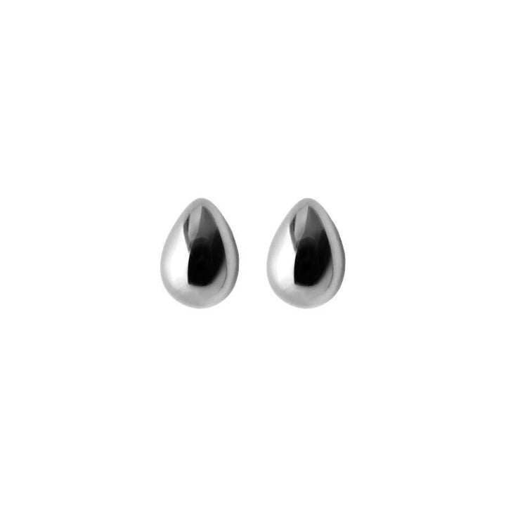 Pernille Corydon Rain silver stud earrings shown as glossy teardrop stud earrings, Model E-302-S.