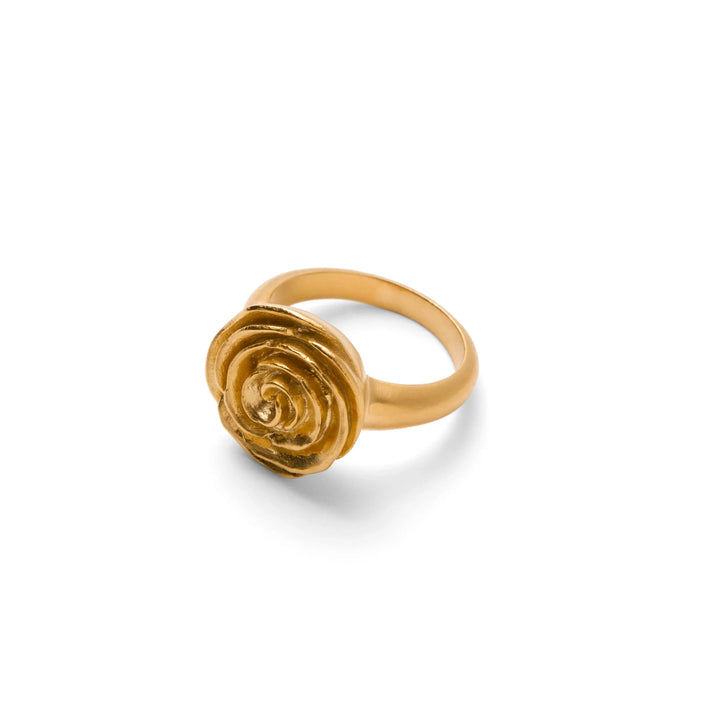 Pernille Corydon Rose Gold Plated Ring shows an elegant gold plated ring with rose detail. Model R-537-GP-001.