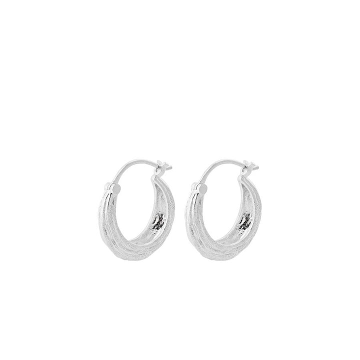 Pernille Corydon Small Coastline earrings in silver with a unique wavy texture, Model E-469-s.