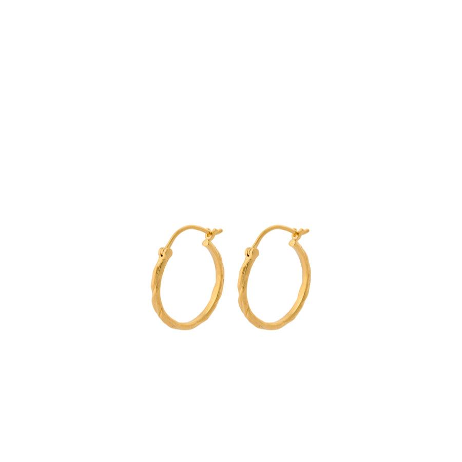 Pernille Corydon Small Ice Creoles in gold-plated silver, round earrings with a simple, matte finish. Model E-236-GP-1.