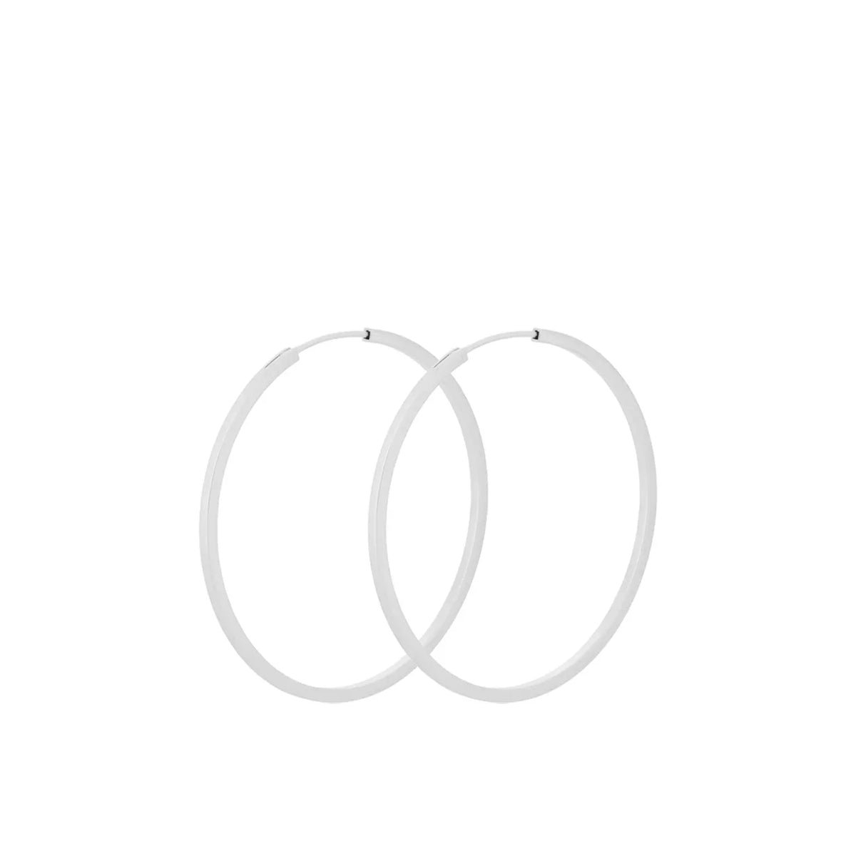 Pernille Corydon Small Orbit Hoops in silver, two simple hoops in minimalist style. Model E-052-S-1.