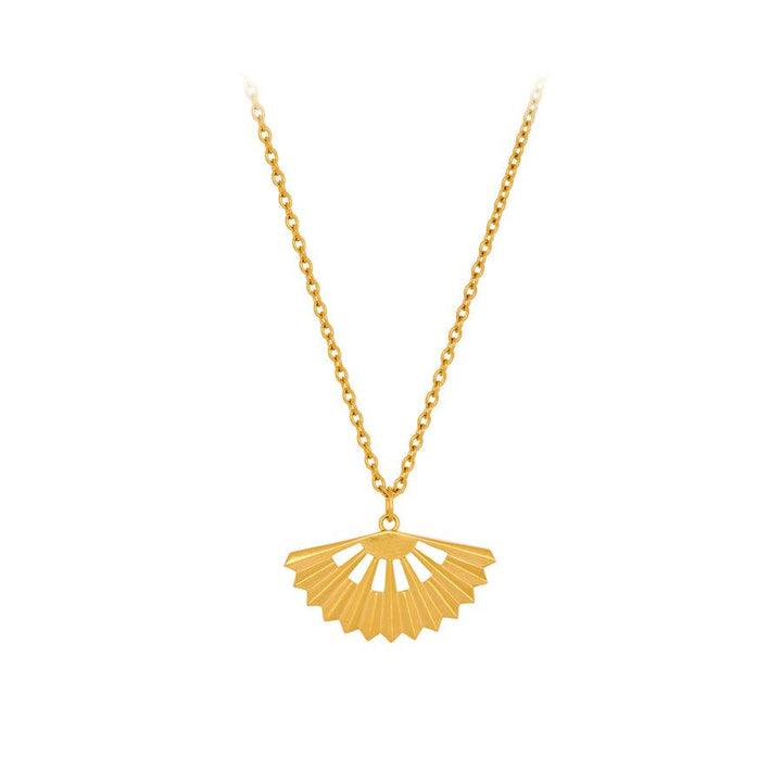 Pernille Corydon Sphere necklace in gold-plated silver with fan-shaped pendant. Model N-495-GP.