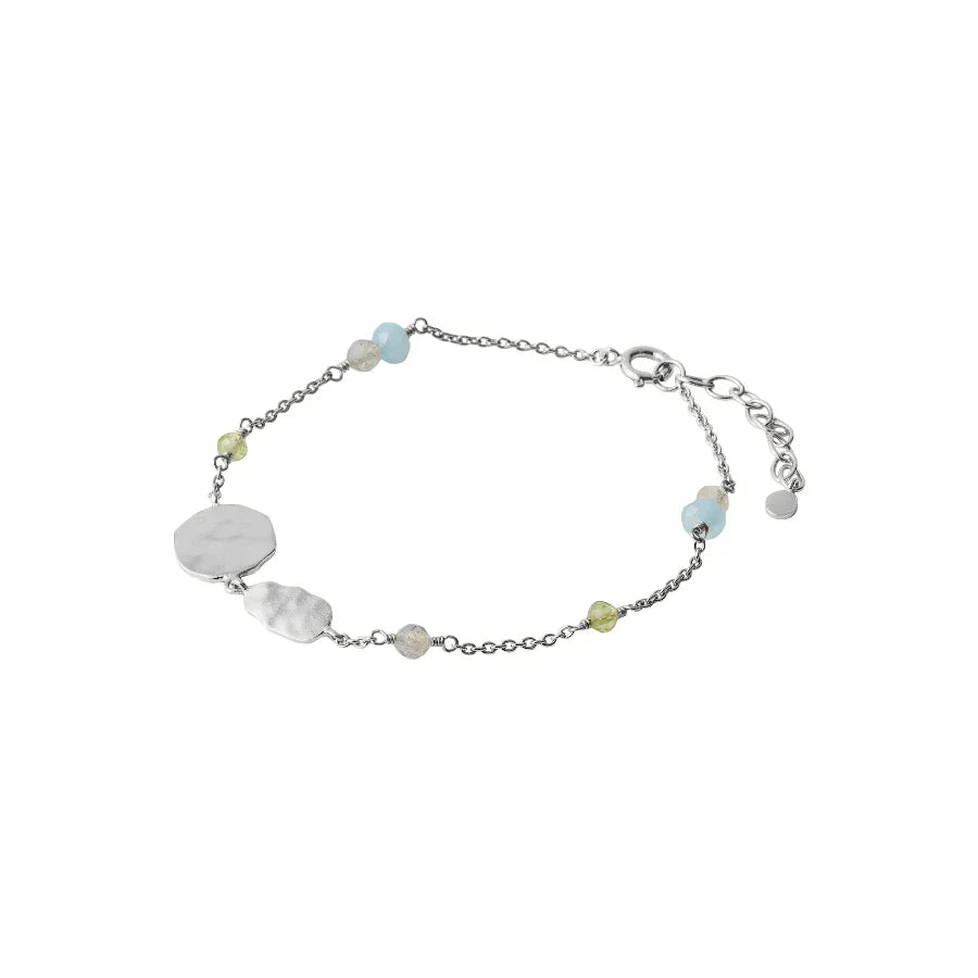 Pernille Corydon Summer Breeze bracelet in silver with small blue and green pearls, Model B-182-s