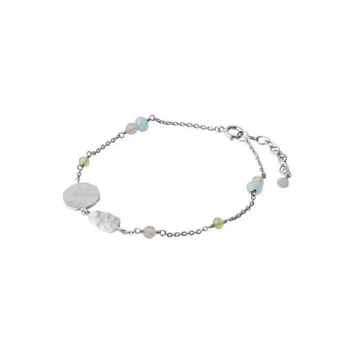 Pernille Corydon Summer Breeze bracelet in silver with small blue and green pearls, Model B-182-s