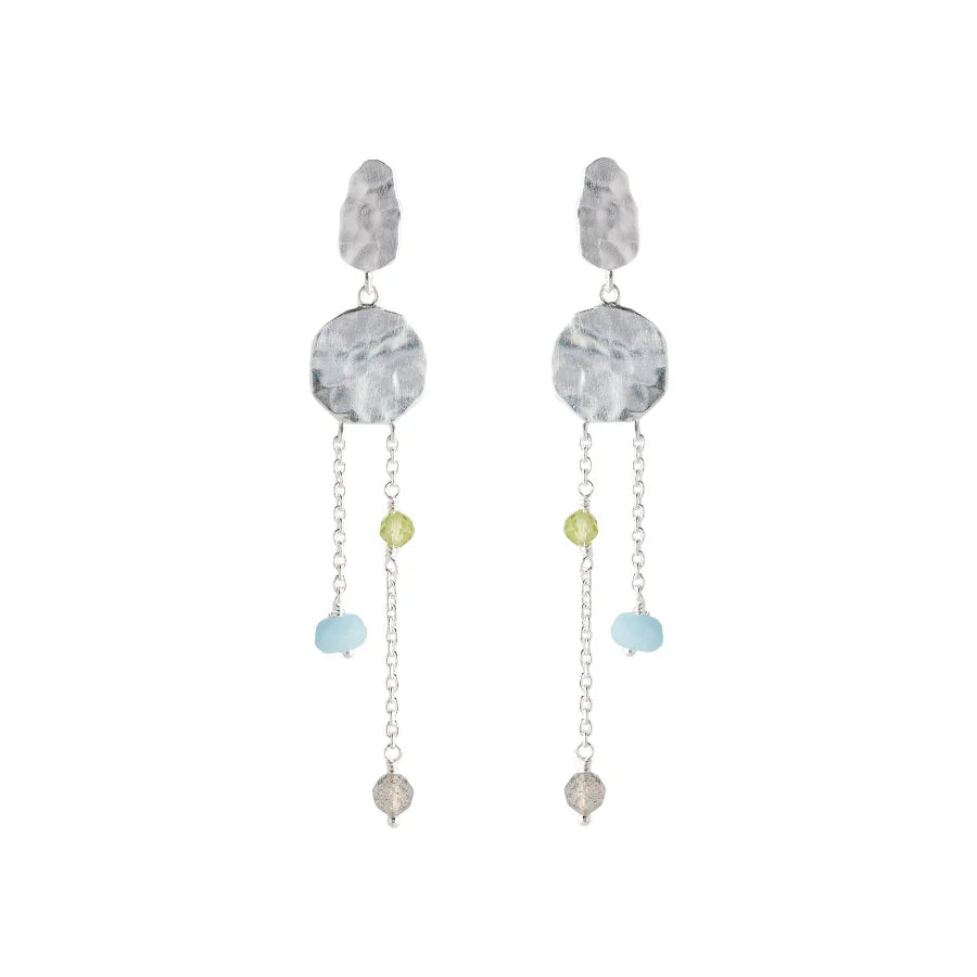 Pernille Corydon Summer Breeze earrings in silver with colored pearls, elegant design. Model E-182-s-1