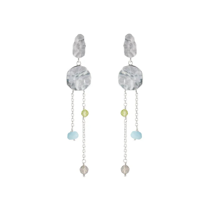 Pernille Corydon Summer Breeze earrings in silver with colored pearls, elegant design. Model E-182-s-1