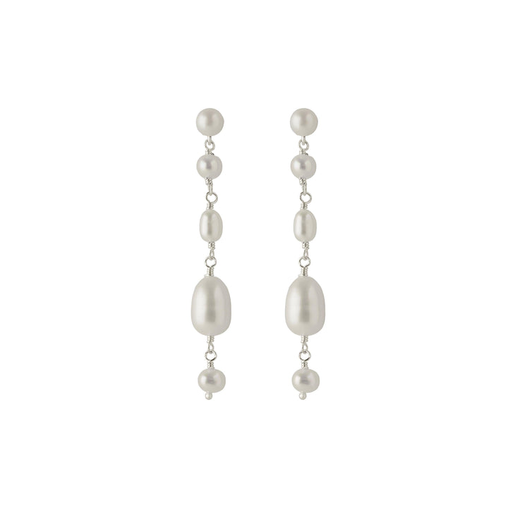 Pernille Corydon White Dreams earrings in silver with elegant white pearls, Model E-431-S-1.
