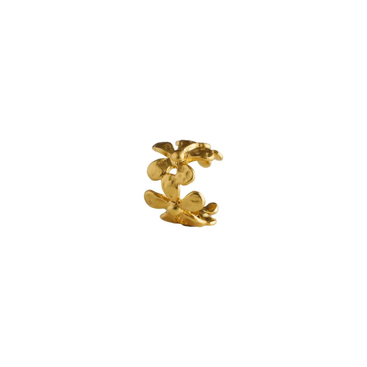 Pernille Corydon Wild Poppy Earcuff Gold Plated shows ear cuff with floral design in gold. Model E-367-GP