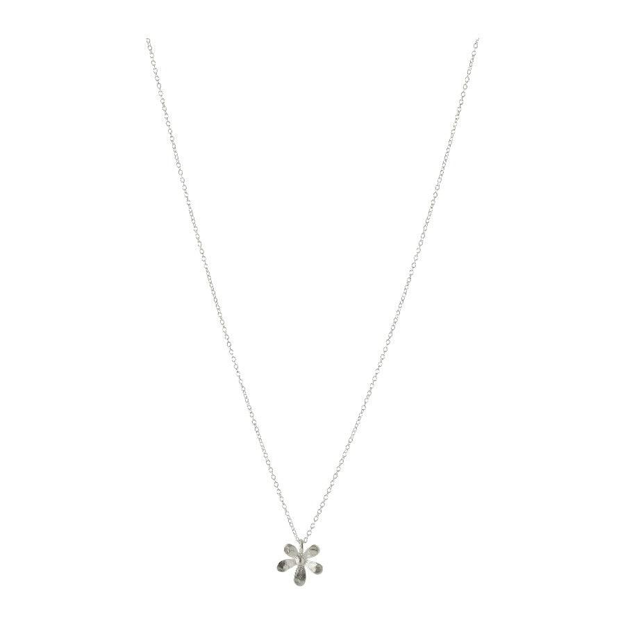 Pernille Corydon Wild Poppy necklace in silver with simple flower pendant on thin chain. Model N-363-S.